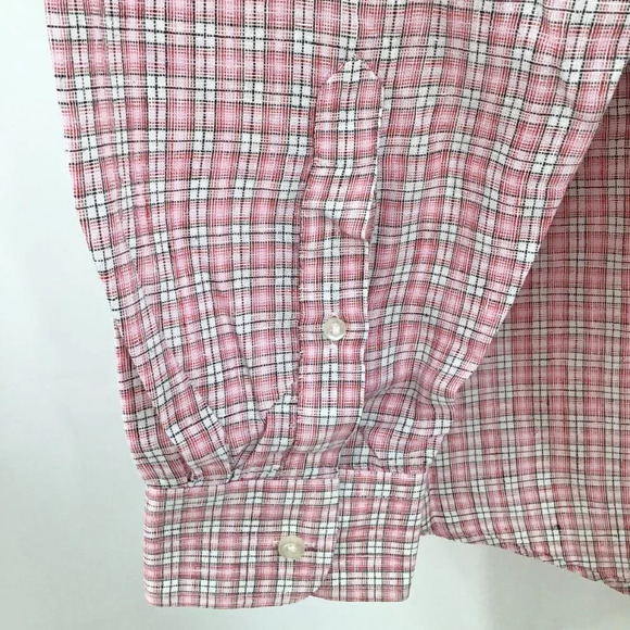 Mens Baird McNutt Irish Linen Button Down Shirt 17/35 Red Plaid Preppy Old Money - Picture 6 of 11